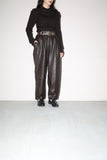 80-90's leather wide silhouette tuck trouser