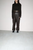 80-90's leather wide silhouette tuck trouser