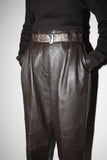 80-90's leather wide silhouette tuck trouser