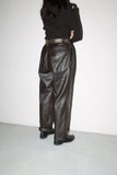 80-90's leather wide silhouette tuck trouser