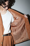 80's BELFE - silk/linen loose fit suit in dusty tangerine orange