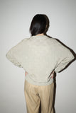 80’s cotton knit × leather combination sweater