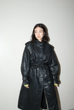 80s–90s European label - leather military essence long coat