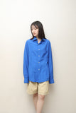 90-00's European label - viscose shirt in vivid blue