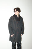 c70’s Danish vintage - iridescent black cotton shell coat with boa liner