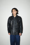 80-90's European label - leather hip-length jacket