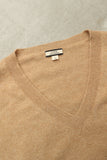 00s J.CREW - cashmere wide flat pattern v-neck knit / brown
