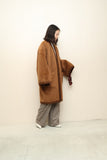 80s GIANFRANCO FERRE –  shaggy alpaca buttonless front  haori coat