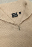 c90's German label - all ribbed cashmere half-zip knit sweater