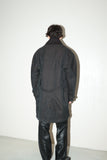 c70’s Danish vintage - iridescent black cotton shell coat with boa liner