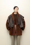 80’s Anne Marie Beretta - docked leather cape, fuzzy alpaca hip-length coat