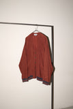 80's European label - rayon cardigan-blouson in brown red