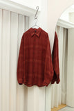 90–00's BARNEYS NEW YORK - linen plaid shirt in crimson
