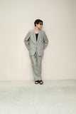 c80's Italian label - linen glen-check suit 2-pieces