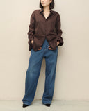 90-00's PRADA - curved cut dress shirt ③