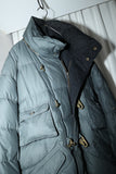 90’s DANIEL HECTEL - cotton shell, gimmick front detail down jacket in dusty gray color