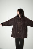 c90's RAMOSPORT -  layered design boa-liner coat in chocolate brown