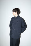 80s MOMENTO DUE - rayon/nylon rip-stop 2way neck constructive jacket with leather accent