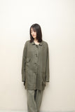 80-90's European label - linen oversized jacket with asymmetrical pocket