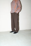 90's chocolate brown color wide tuck trousers