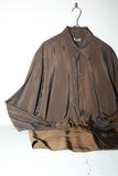 90-00's European label - glossy rayon shirt in brown