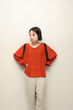80's European label - silk pullover blouse in vermilion orange