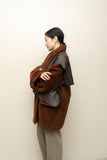 80’s Anne Marie Beretta - docked leather cape, fuzzy alpaca hip-length coat