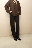 00's GIORGIO ARMANI - tuckless I line trousers in chocolate