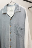 00's European label - linen bi-color open collar shirt-jacket