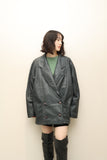 80's German label - leather big silhouette jacket