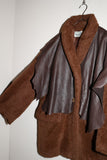 80’s Anne Marie Beretta - docked leather cape, fuzzy alpaca hip-length coat