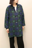 90's Danish label - silk hip-length black watch pattern shirt