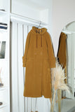 80's German label - wool/cashmere hooded coat in mustard