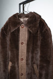 c1970’s fuzzy faux-fur middle-length jacket with big collar