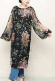 c2020's Dries Van Noten - silk flower pattern sheer dress