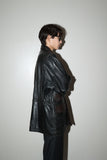 80-90's European label - leather hip-length jacket