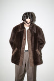 c1970’s fuzzy faux-fur middle-length jacket with big collar