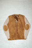 c90's European label - leather×knit combination cardigan