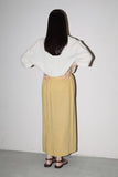 early work of DRIES VAN NOTEN, pleated front design wrap pencil skirt in beautiful pale yellow color