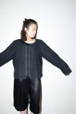 00s European label - linen zip-design pullover top