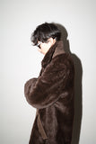 c1970’s fuzzy faux-fur middle-length jacket with big collar