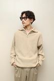 c90's German label - all ribbed cashmere half-zip knit sweater