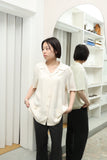 80's European label - silk open collar shirt with pockets