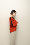 80's European label - silk pullover blouse in vermilion orange