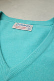 80s Ballantyne - cashmere v-neck knit sweater in turquoise blue
