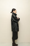 c90's European label - leather hip-length riders-jacket