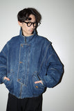80-90's MARLBORO - denim graphical cutting padded blouson
