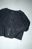 00s European label - linen zip-design pullover top