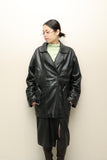 c90's European label - leather hip-length riders-jacket