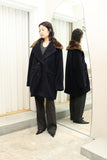 80-90's Max Mara - faux fur collar, wool/cashmere double hi- length coat